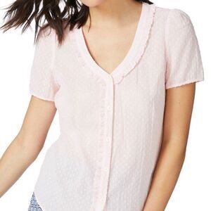 Court & Rowe Pale Pink Clip Swiss Dot Ruffle Blouse